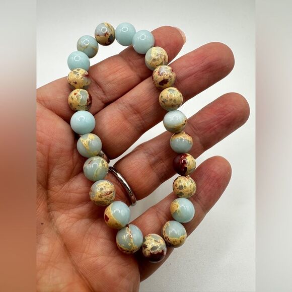Stunning 8mm Blue Imperial Jasper, stretchy bracelet! - Picture 4 of 11